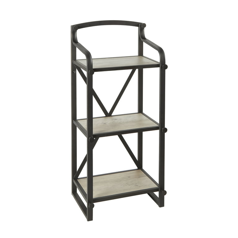 Better Homes & Gardens Bathroom Storage 3 Tier Shelf, Wood and Bronze,  Freestanding or Wall Mounted 