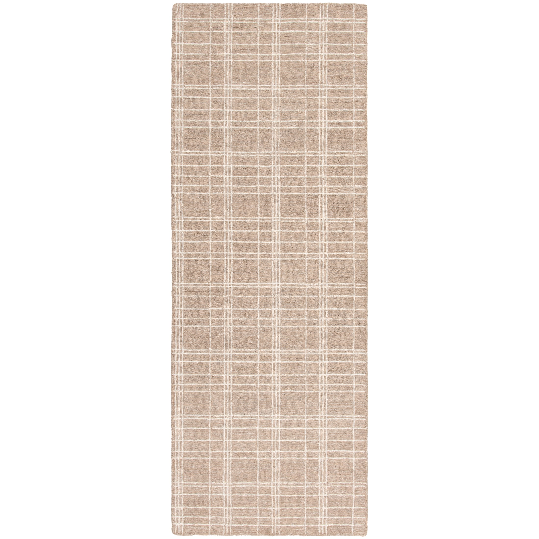 Better Homes & Gardens Beige Plaid Wool Indoor Runner Rug, 2'6"x7'