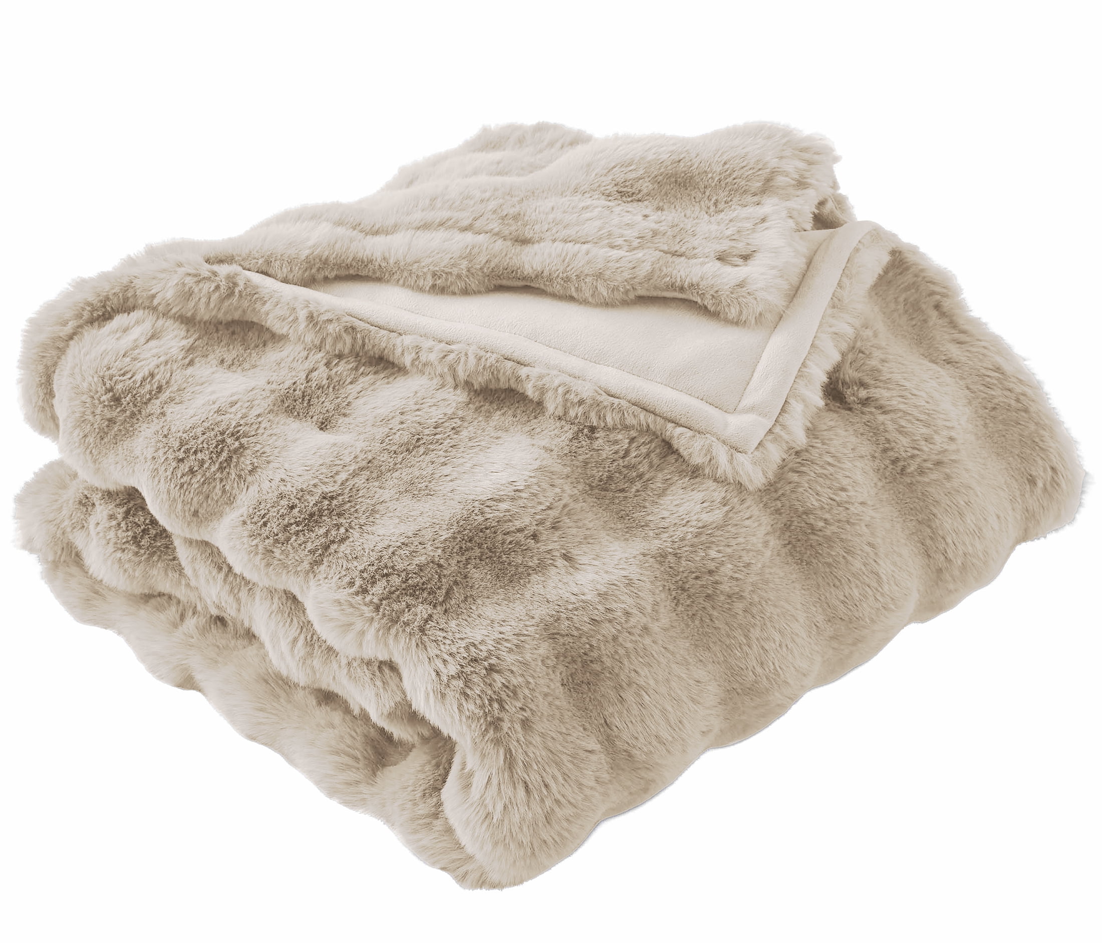 Better Homes & Gardens Beige Texture Faux Fur Throw, 50" x 72", Adult/Teen