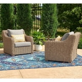 Better Homes & Gardens Bellamy 2-Pack Outdoor Wicker Club Lounge Chairs Gray Cushions with Patio Cover - Walmart.com