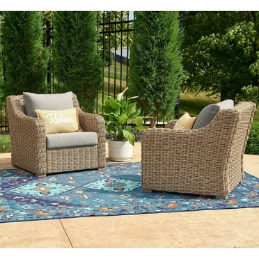 Ovios 2 Pieces Outdoor Patio Furniture Set High-Back Wicker Single Chairs with Cushions for Backyard