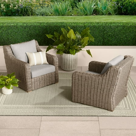 Better Homes & Gardens Bellamy Outdoor 2pk Lounge Chairs, Gray