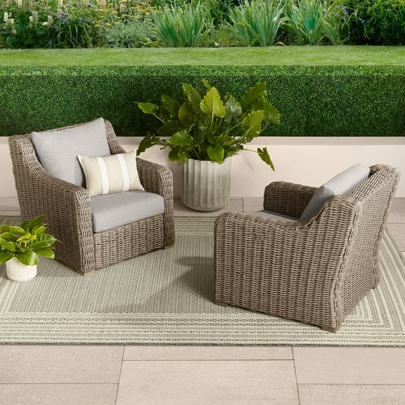 Better Homes & Gardens Bellamy Outdoor 2pk Lounge Chairs, Gray