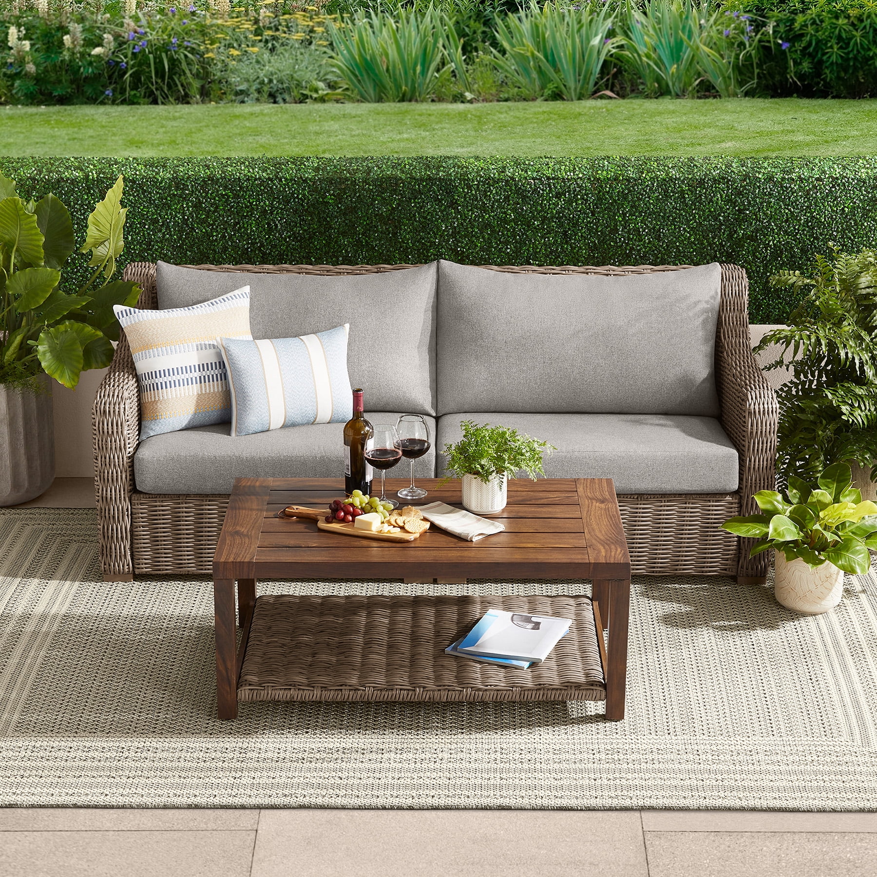 Better Homes & Gardens Bellamy 4 Piece Patio Conversation Set with Barrel Back Chairs, Gray