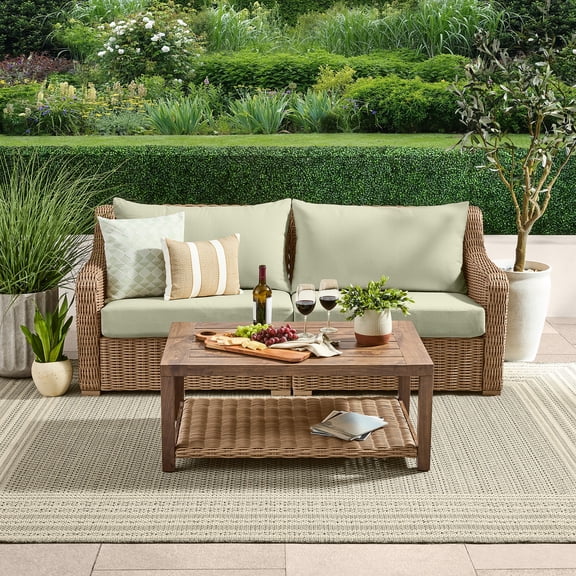 Better Homes & Gardens Bellamy 4 Piece Patio Conversation Set with Barrel Back Chairs, Green