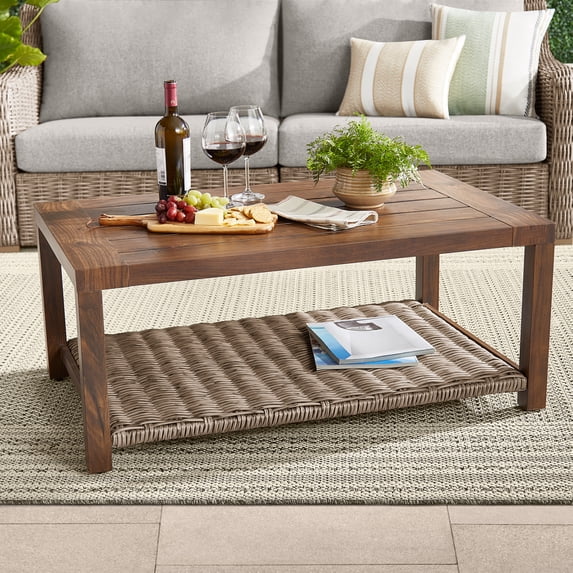 Better Homes & Gardens Bellamy Faux Wood/Wicker 1-Piece Outdoor Coffee ...