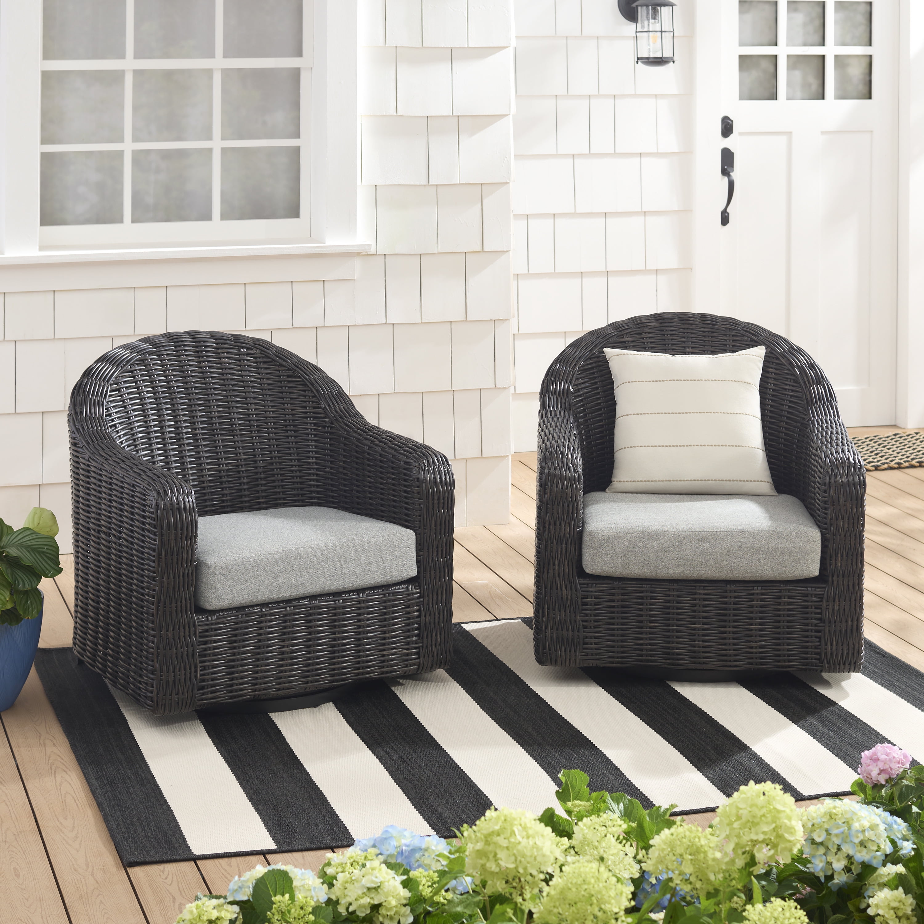 Better Homes & Gardens Bellamy Outdoor Barrel Back Chair, Dark Brown