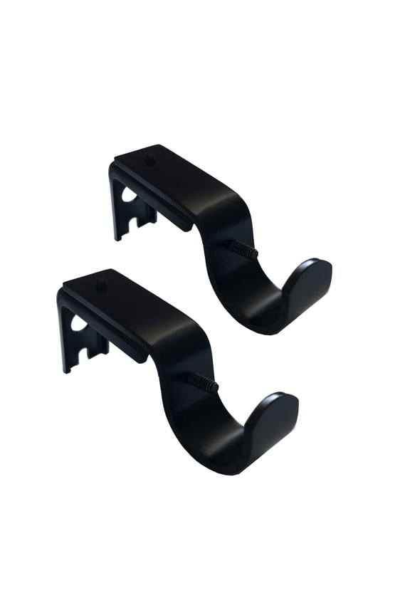 2 Black 3/4-1" Adjustable Curtain Rod Brackets