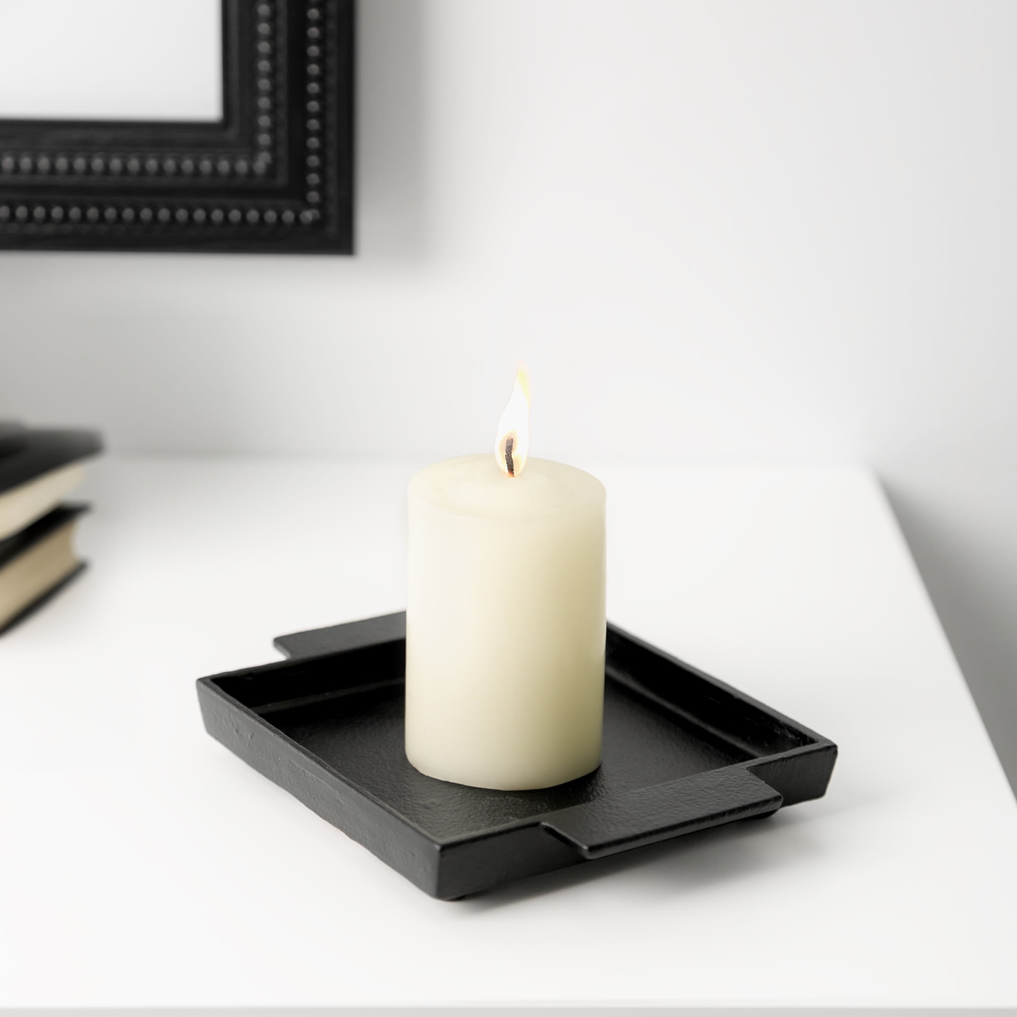 Better Homes & Gardens Black Cast Iron Tray Candleholder Plate, 5"