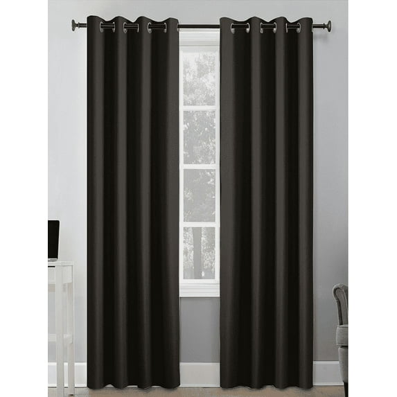 Better Homes & Gardens Solid Herringbone Blackout Curtain Panel, 1 Panel, Black, 50" W x 108” L