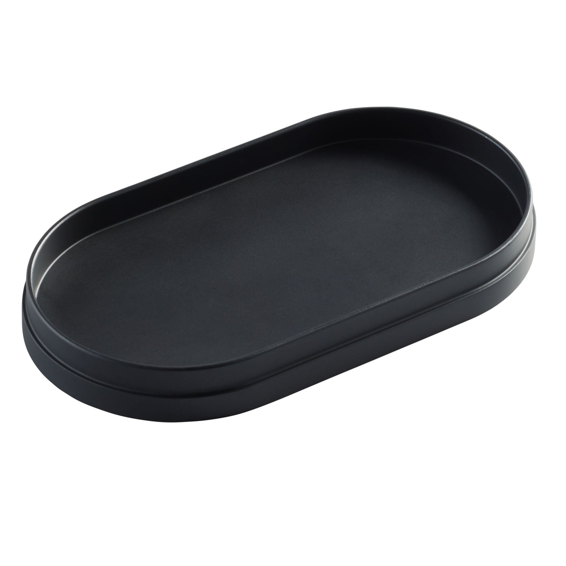 Matte Black Metal Oval Accessory Tray