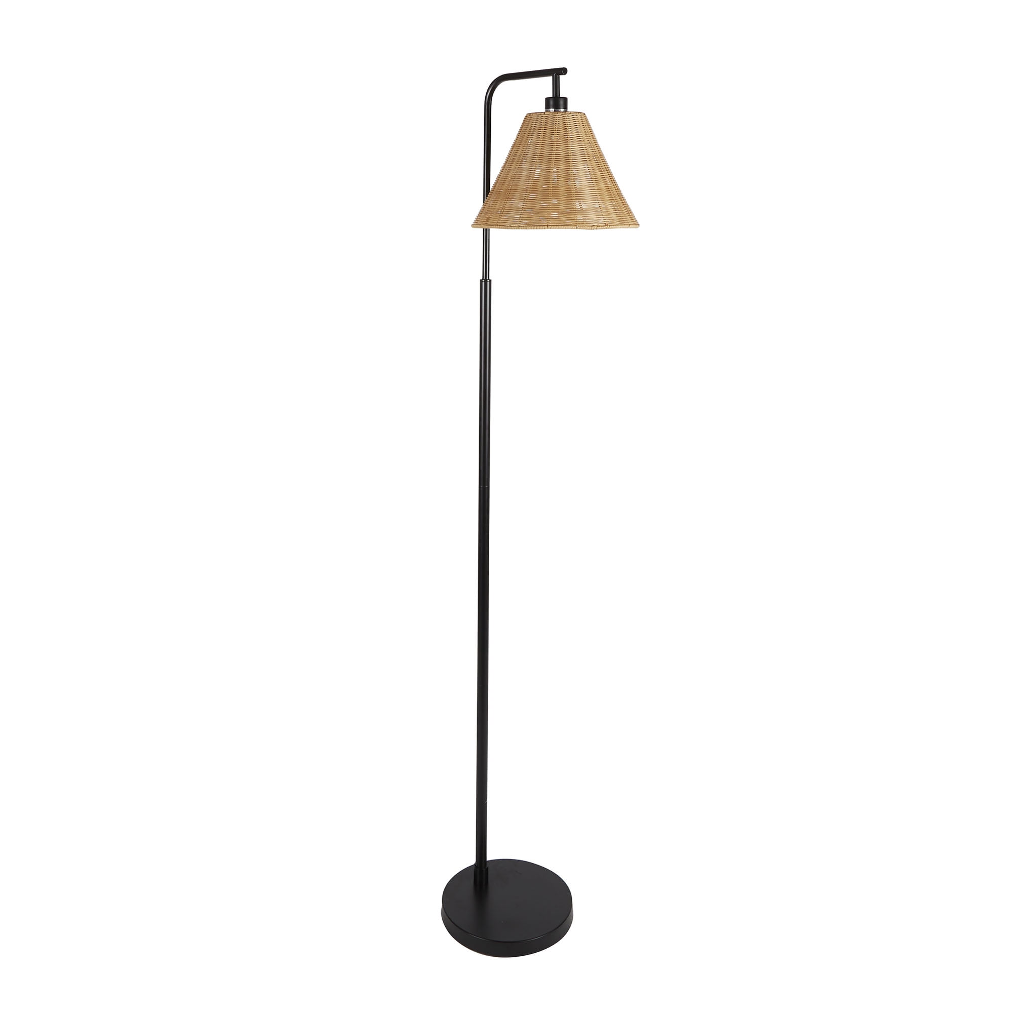 Better Homes & Gardens Black Metal and Rattan Floor Lamp with 7-Watt LED Bulb