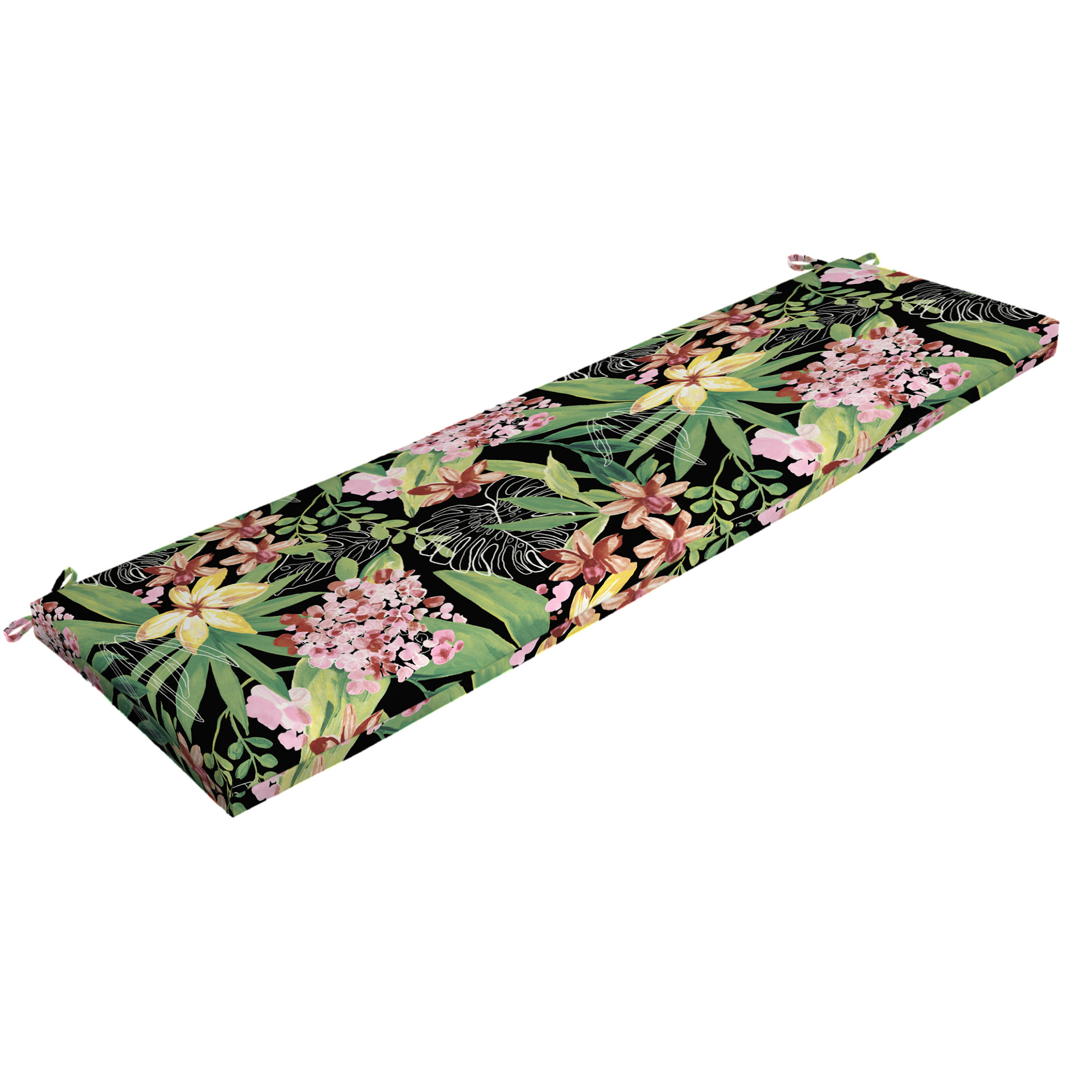 Better Homes & Gardens Black Tropical 17" x 46" Outdoor Bench Cushion - image 1 of 8