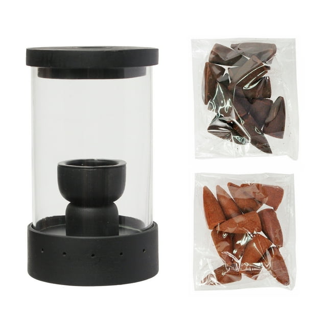 Better Homes & Gardens Black Wood & Glass Backflow Incense Burner Kit