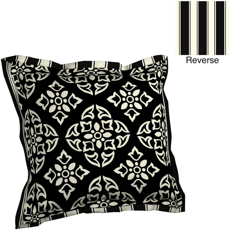Better Homes & Gardens Black and White Medallion Outdoor Patio Reversible Deep Seat Pillow Back with Flange, 21 Better Homes & Gardens Black and White Medallion Outdoor Patio Reversible Deep Seat Pillow Back with Flange, 21