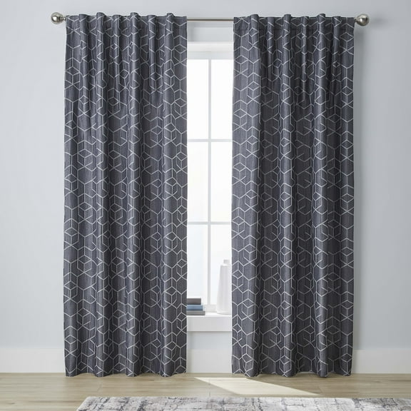 Better Homes & Gardens Blackout Textured Geometric Curtain Panel, 1 Panel, Greystone, 50" W x 84" L