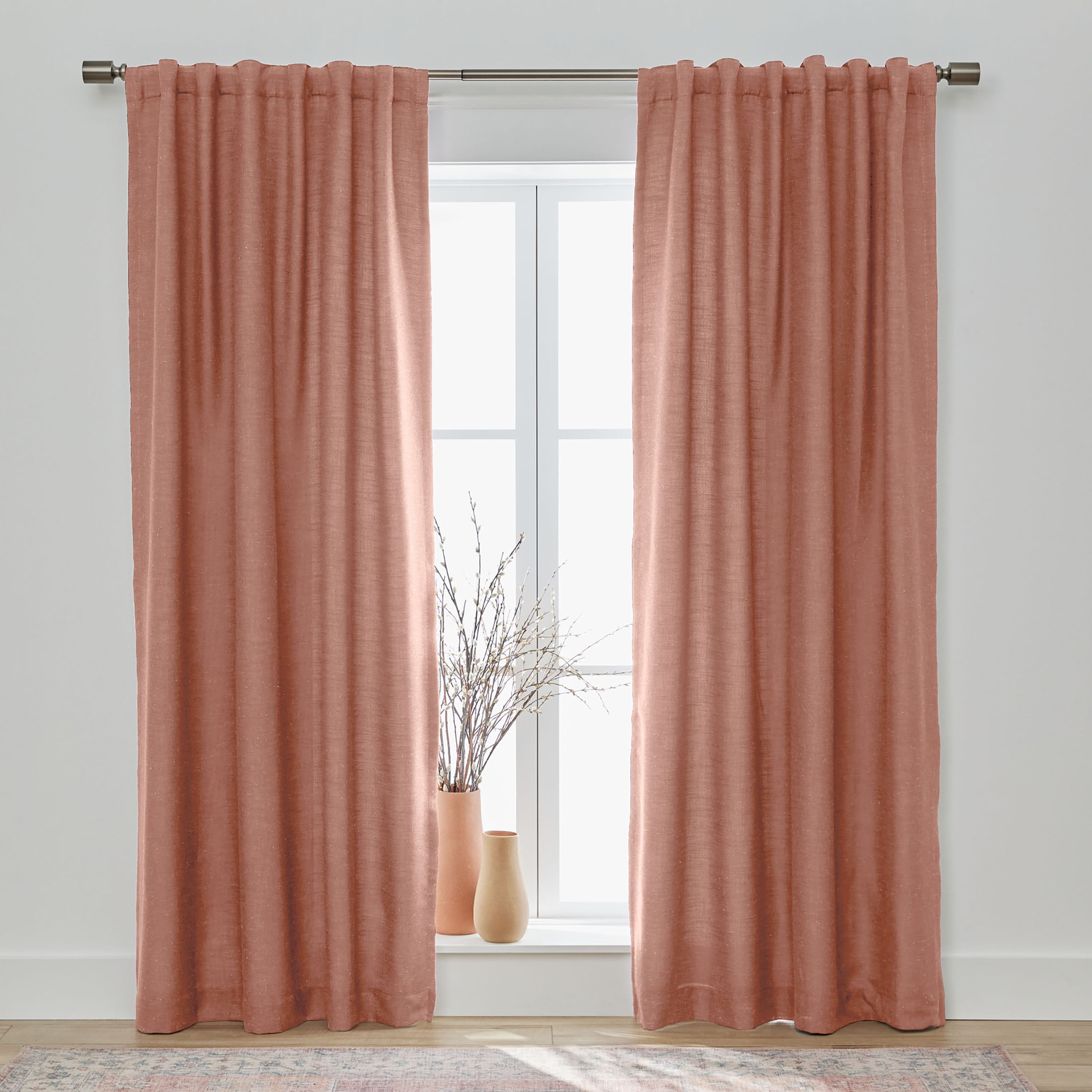 Better Homes & Gardens Blackout Linen Blend Curtain Rod Pocket Back Tab  Panel, 50 x 108, Old Rose