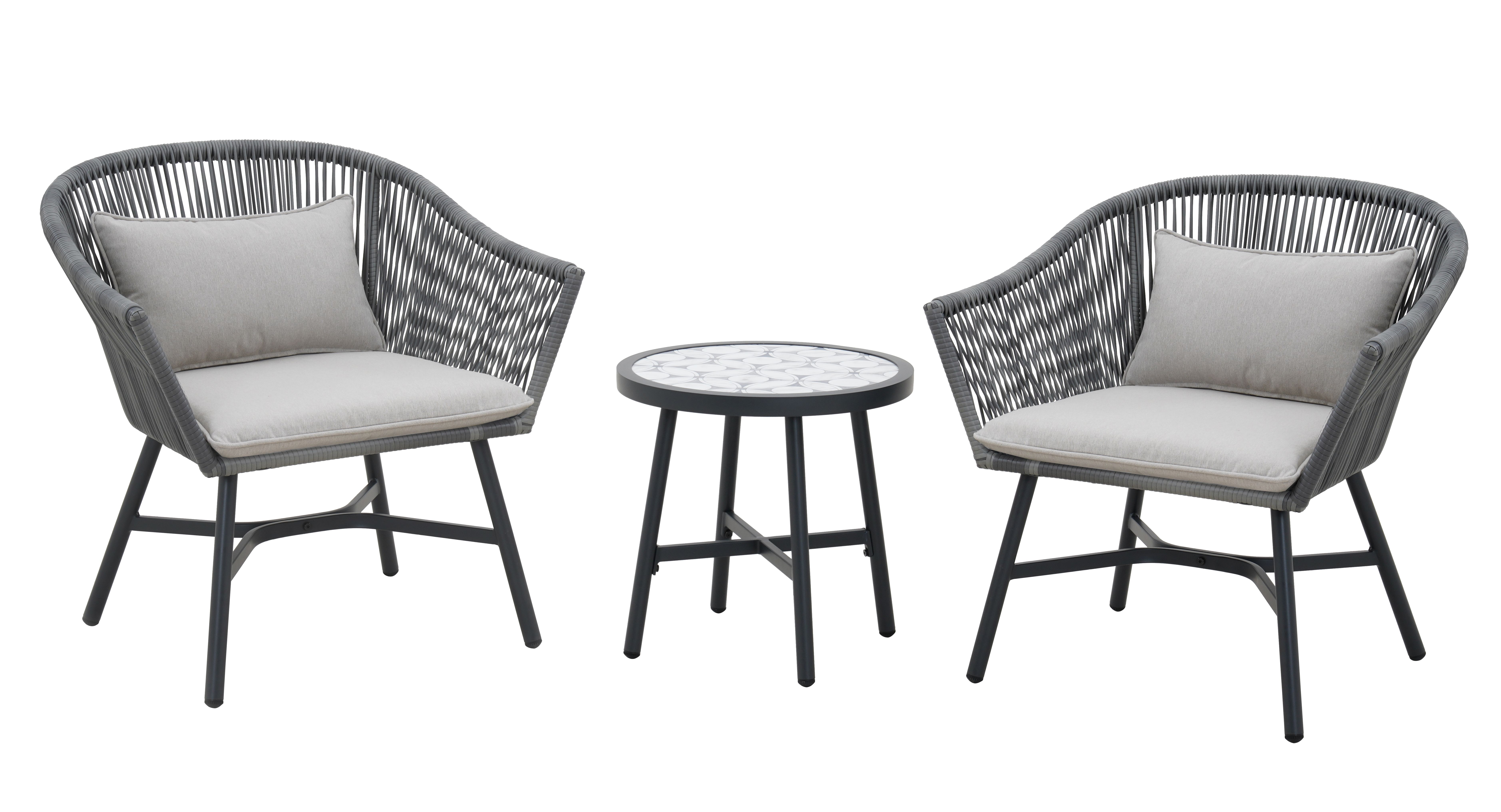 Better Homes & Gardens Blakely 3-Piece Chat Set with Tile Top Table, Gray - image 1 of 8