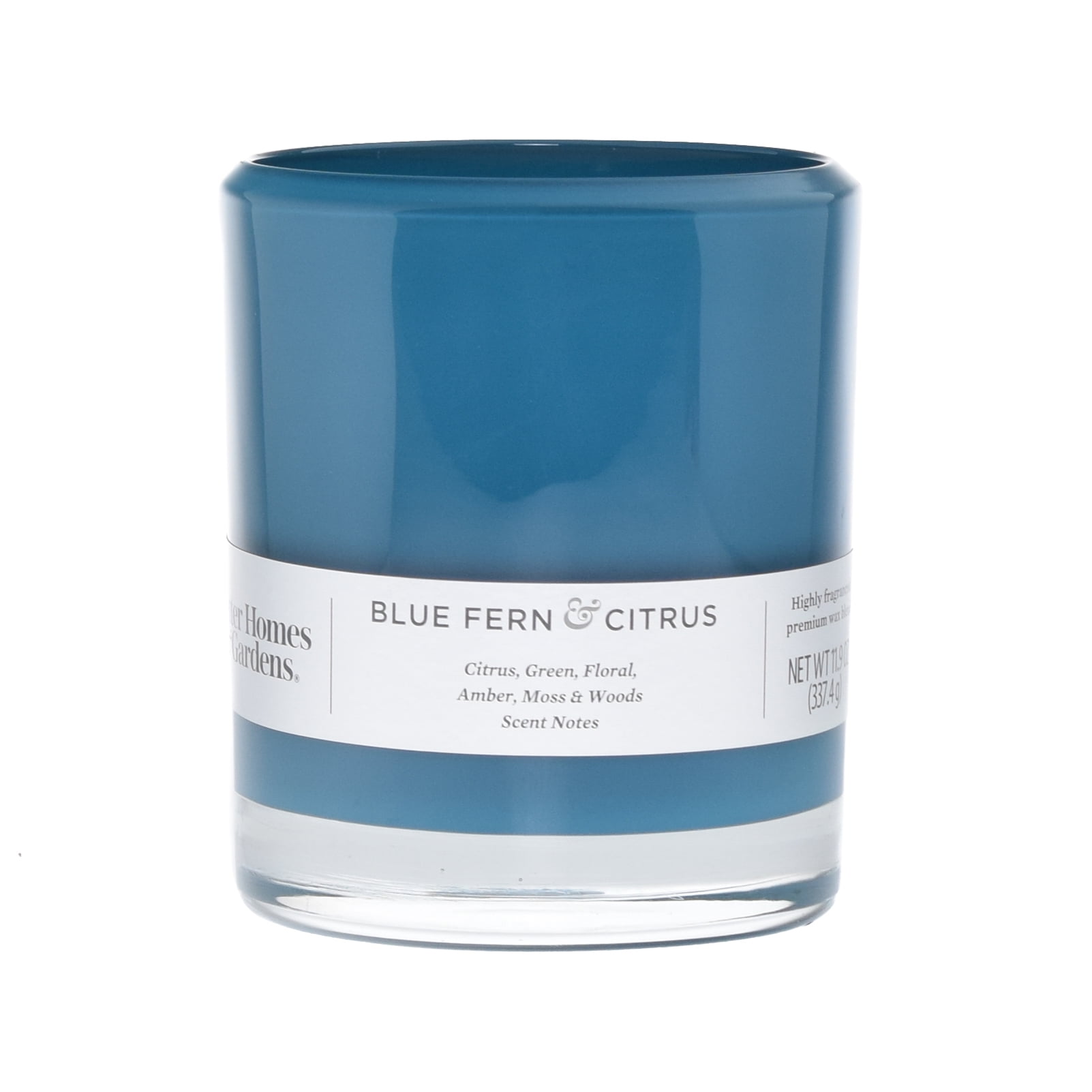 Blue Fern & Citrus Scented Jar Candle with Burnished Wood Lid