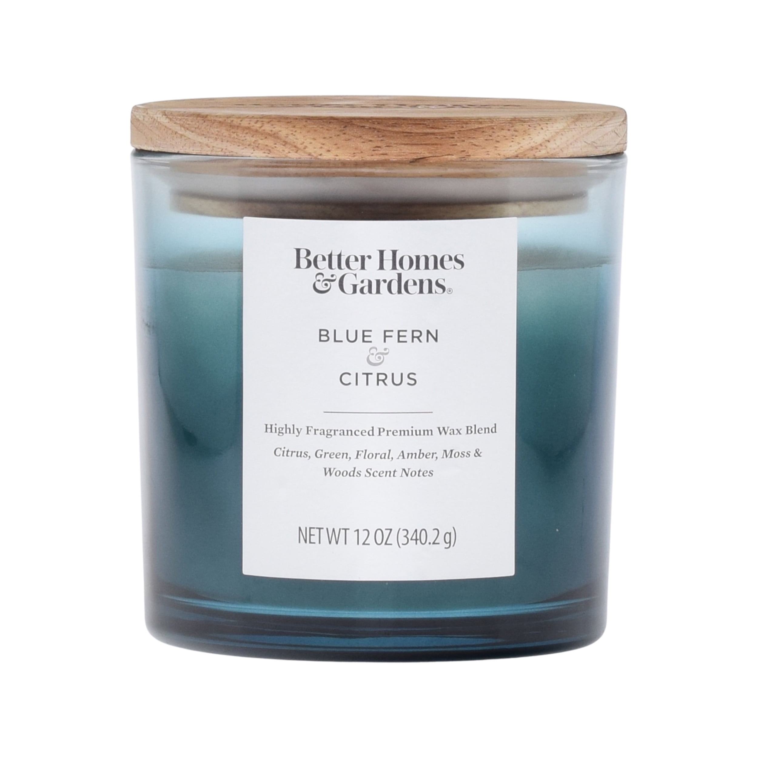Blue Ombre Jar Candle with Wooden Lid, 12oz
