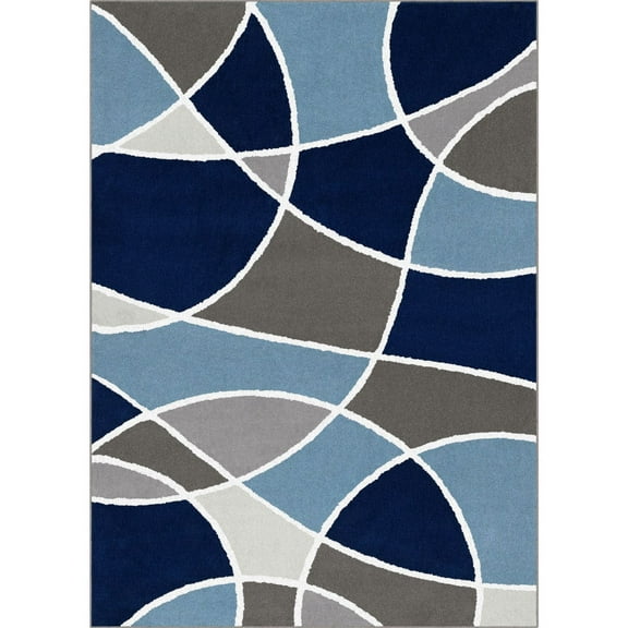 Better Homes & Gardens Blue Geometric Circles Area Rug, 5' x 7'