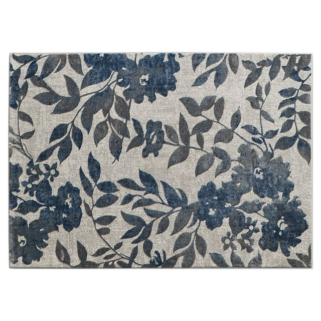 Better Homes & Gardens Blue & Gray Botanical Blooms, Indoor Area Rug, 5 ...