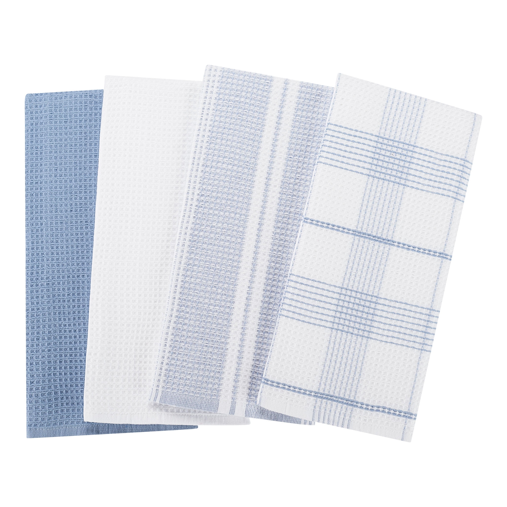 Fine Quality Waffle Weave Kitchen Towels, Decorative Dish Cloth Set of 4,  100% Cotton Tea Towels, Super Absorbent, 18 by 27 Inch - Blue Bands - The  Linen Bazaar