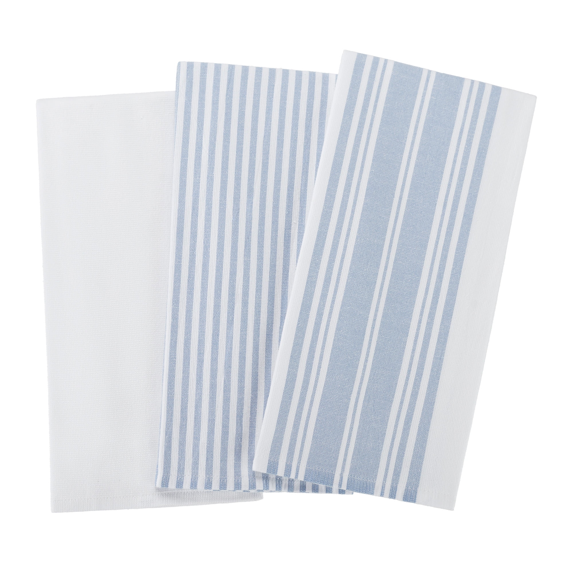 Better Homes & Gardens Blue Linen Cotton Woven Dual-Purpose Oversized Kitchen Towels 3 Pack