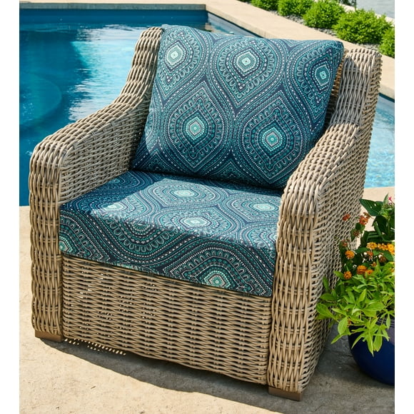 Better Homes & Gardens Blue Medallion Outdoor 24' x 24' 2 Piece Deep Seat Cushion Set