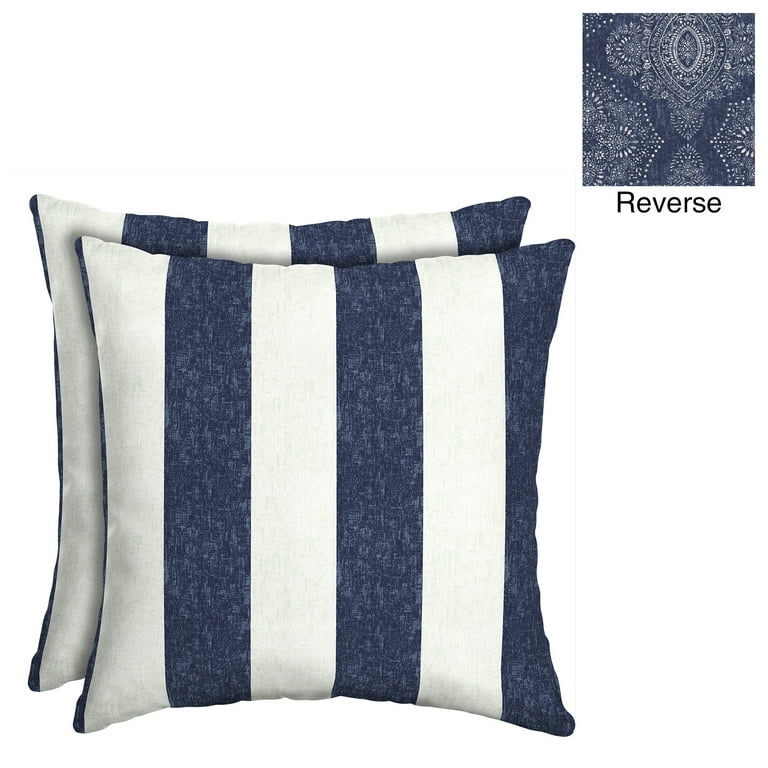 Better Homes & Gardens Blue Pointelized Ogee Stripe 16 in. Square Outdoor Toss Pillow - Set of 2 Better Homes & Gardens Blue Pointelized Ogee Stripe 16 in. Square Outdoor Toss Pillow - Set of 2