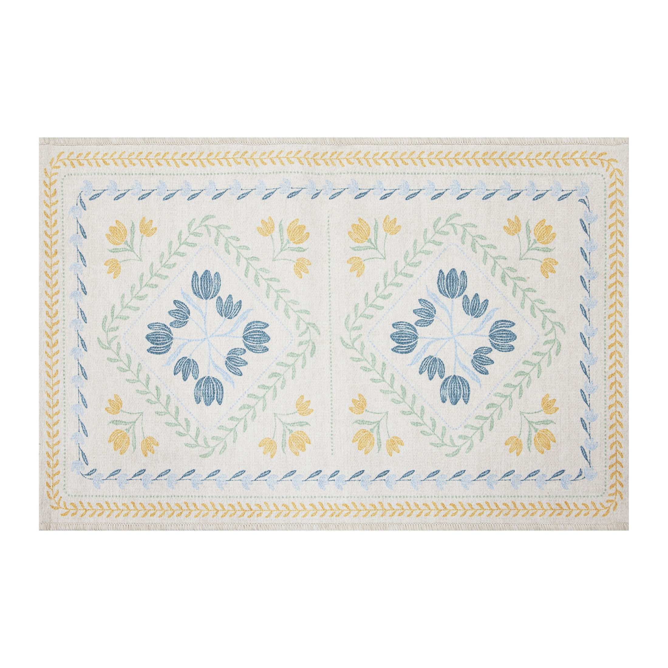 Better Homes & Gardens Blue & Yellow Soliel Floral 24" x 36" Accent Rug