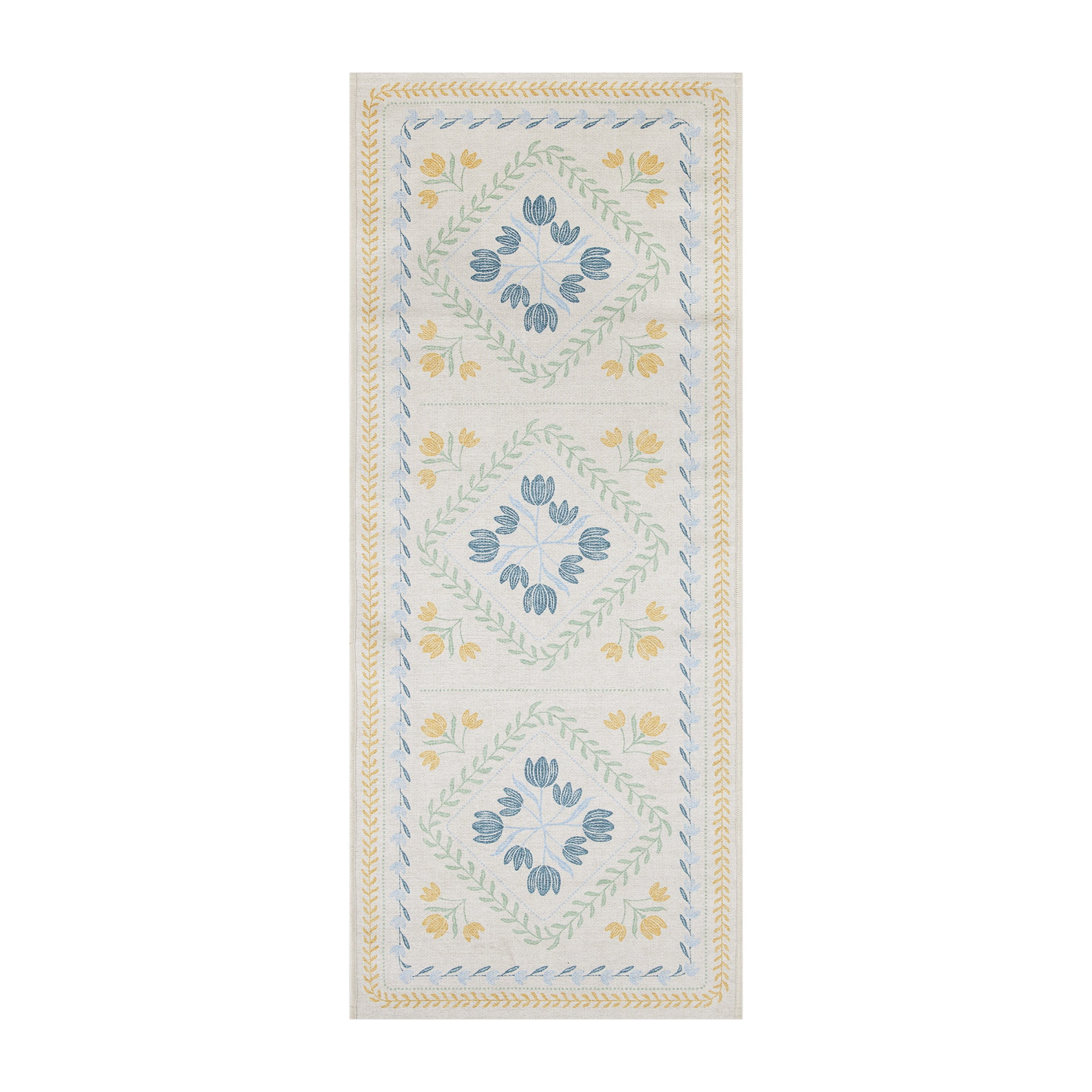 Better Homes & Gardens Soliel Floral Runner Rug, Blue & Yellow, 30" x 72"