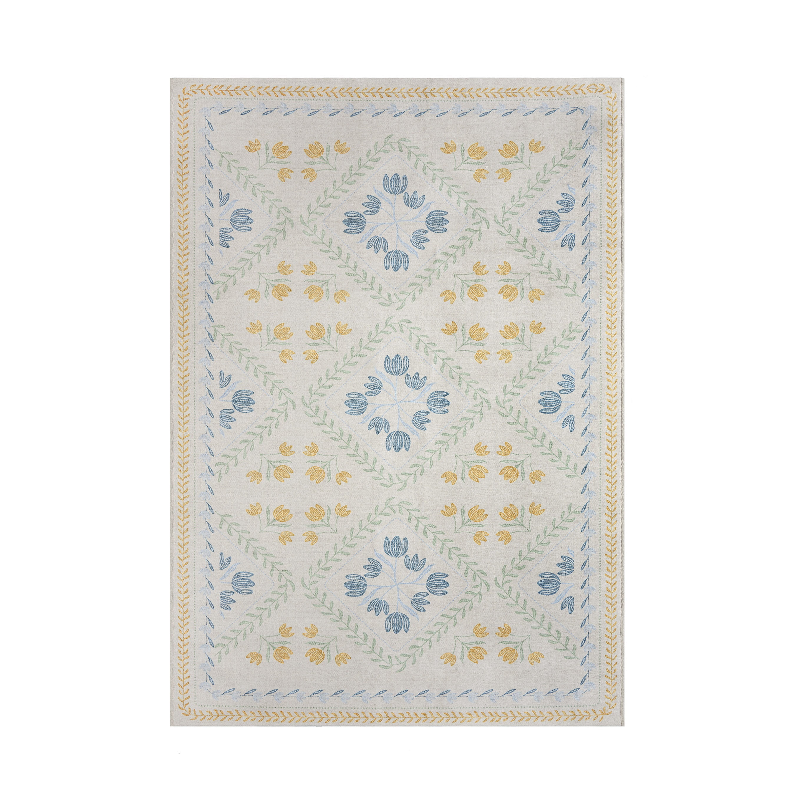 Better Homes & Gardens Soliel Floral Area Rug, Blue & Yellow, 5' x 8'', Recommended for Living Rooms and Bedrooms
