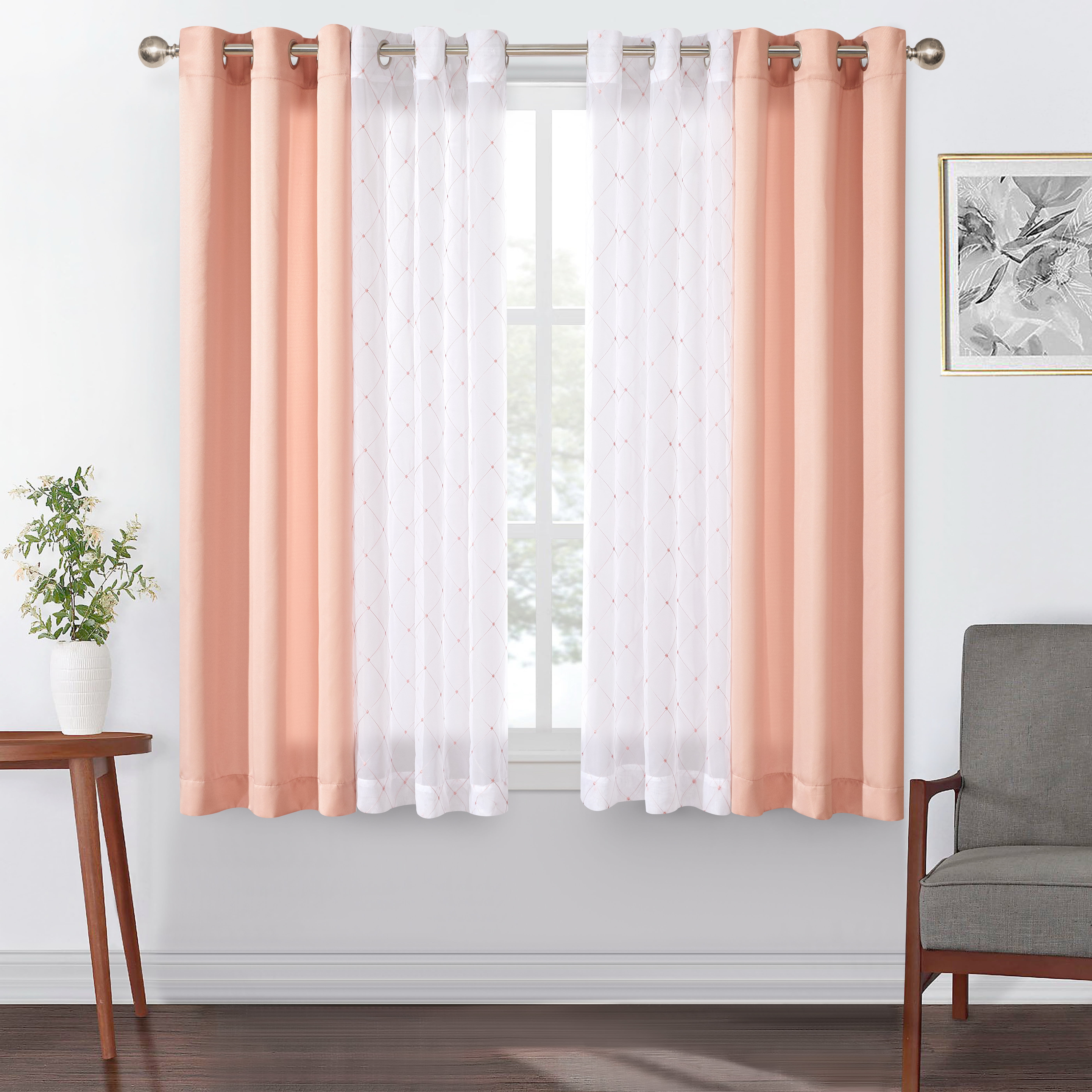 Bagaille Curtain ★ PINK Best Home Fashion 84-in Light Pink Blackout Grommet Single
