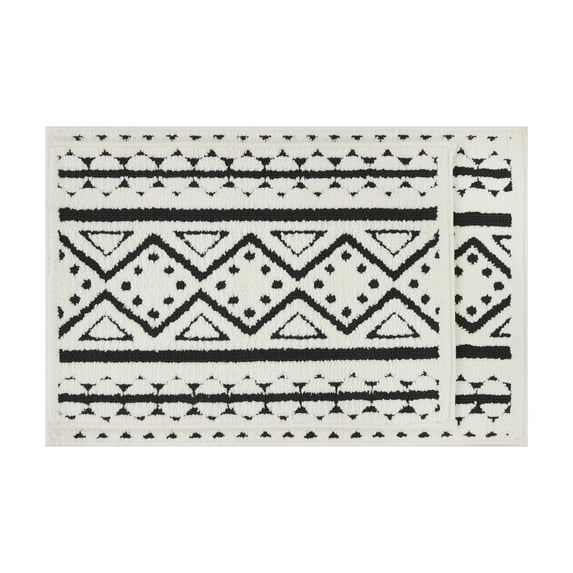 Better Homes & Gardens Boho Chic Bath Rug Set - Ivory/Black - 2 Piece Set