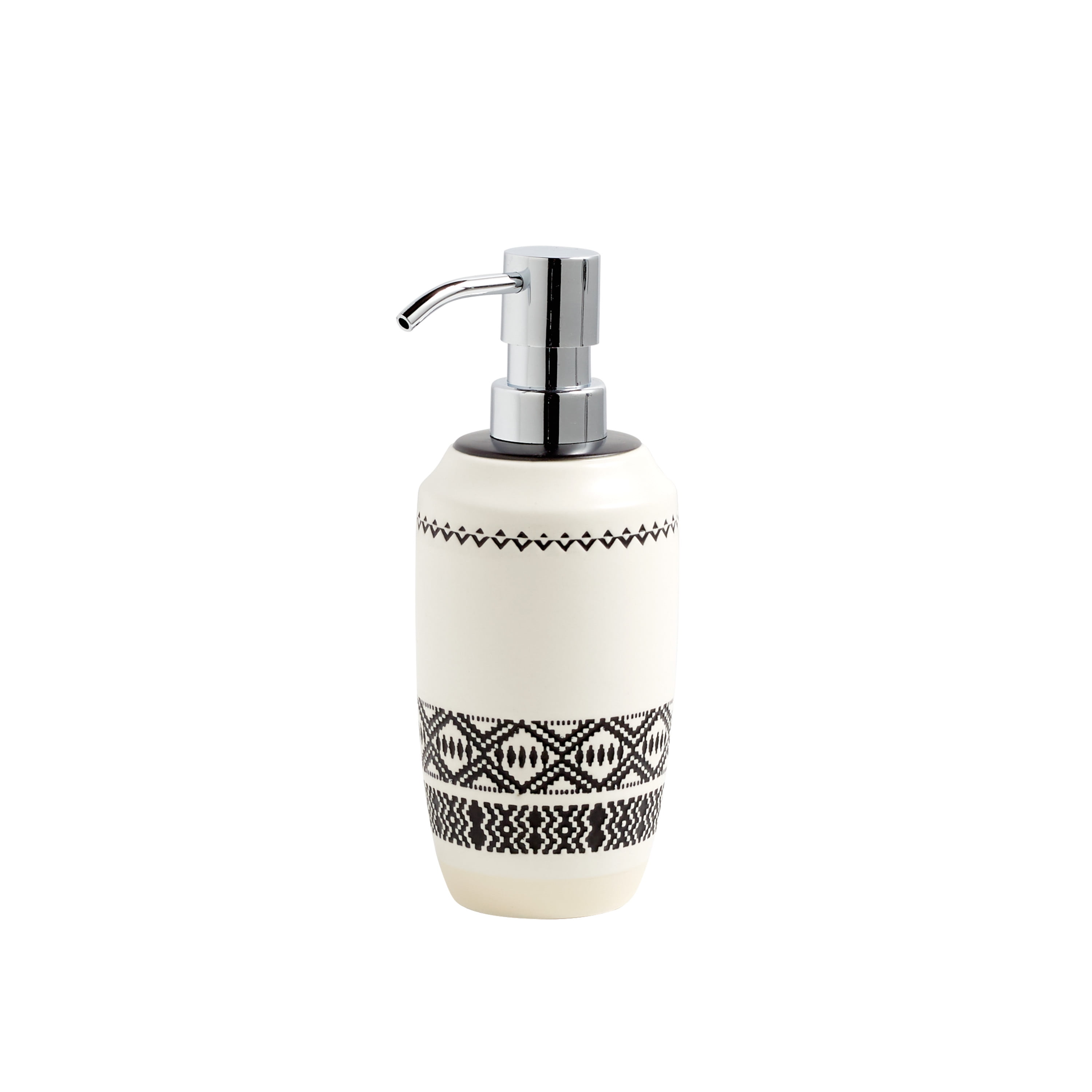 Better Homes & Gardens Boho Chic Ceramic Soap Pump, Ceramic, White and Black