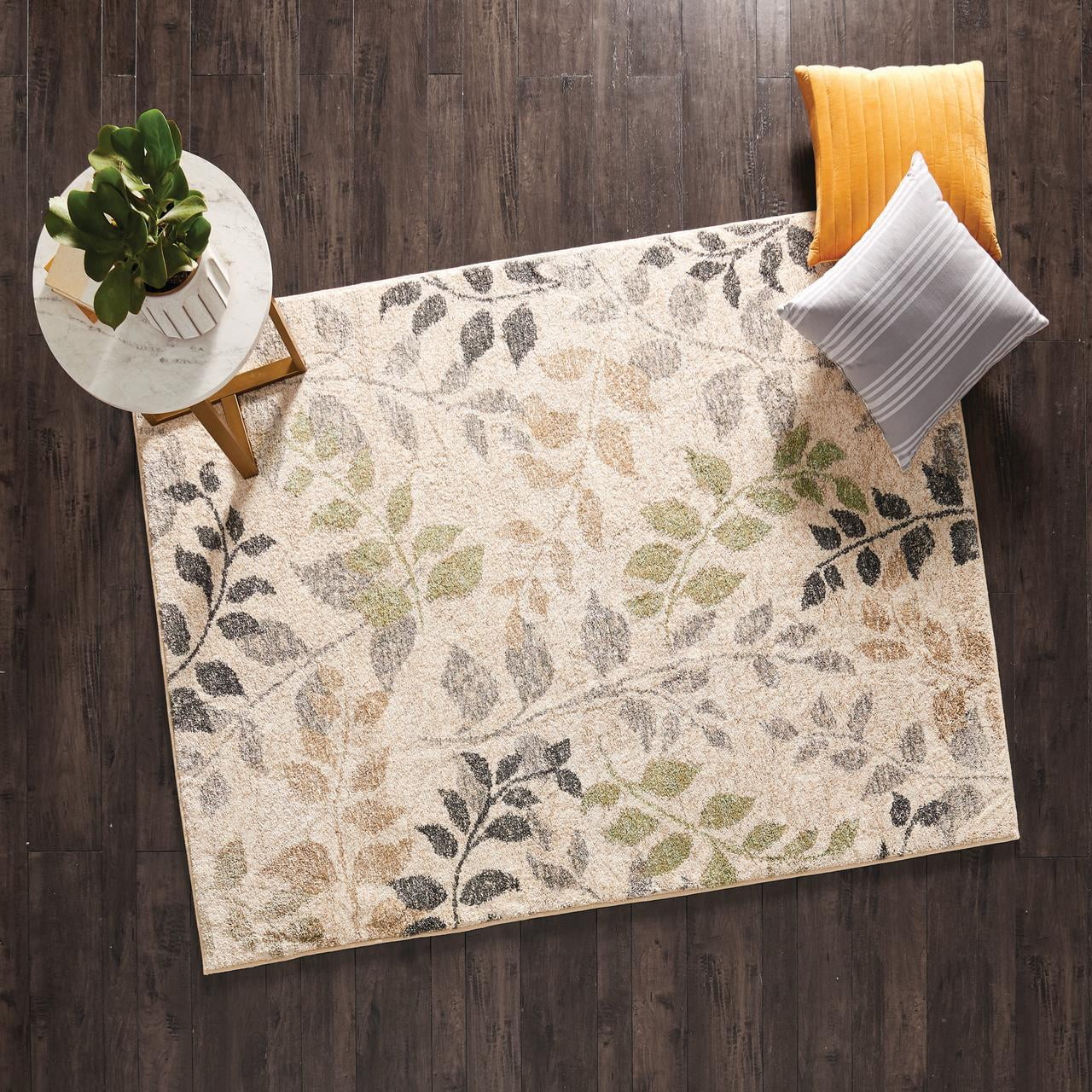 Better Homes & Gardens Botanical Area Rug, Beige, 5' x 7'