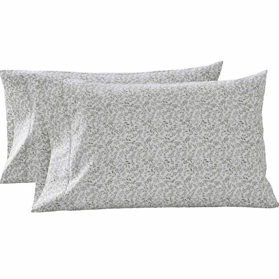 Better Homes & Gardens Botanical Soft Silver Cotton Percale Pillowcases, King (2 Count)