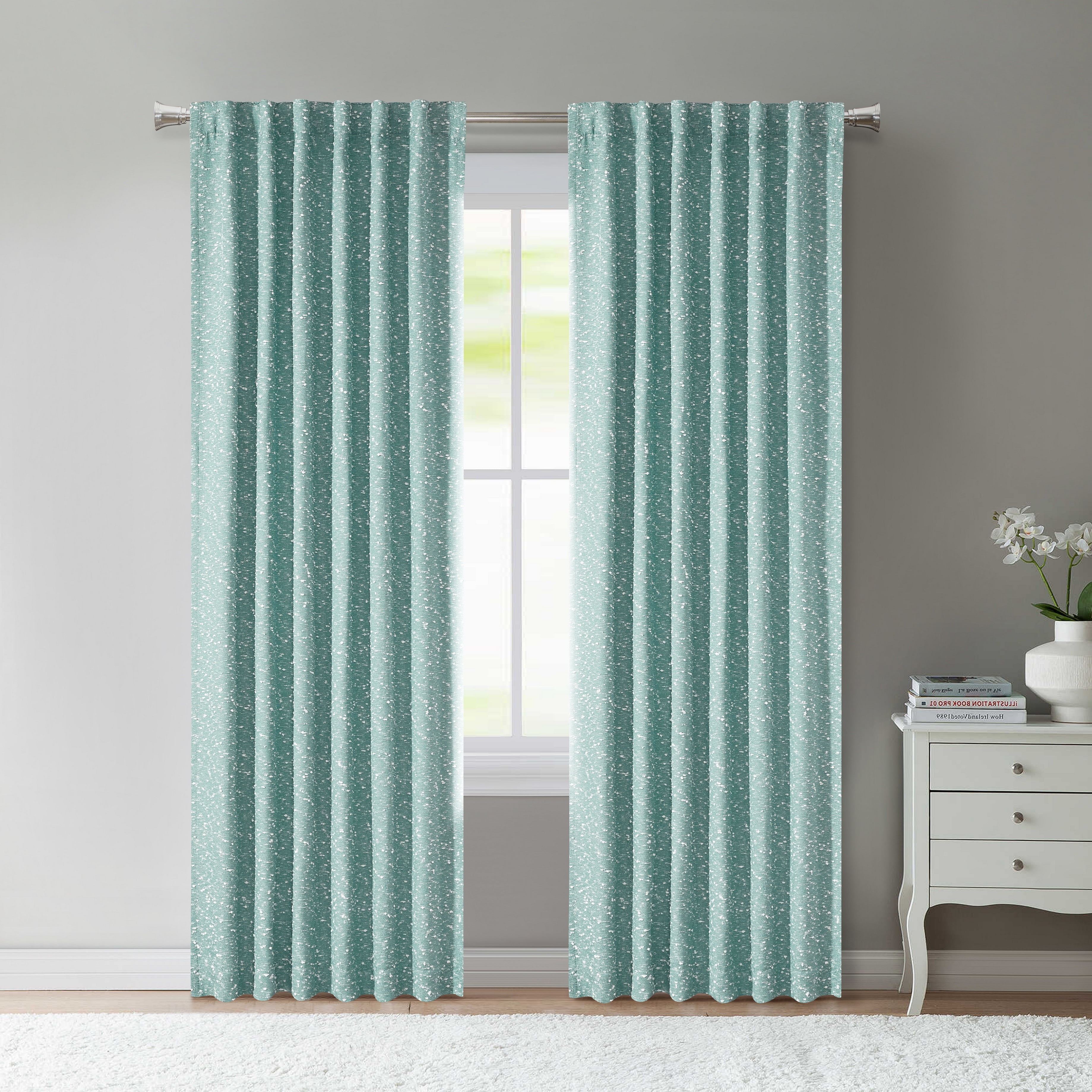 Better Homes & Gardens Boucle Blackout Curtain Panel, 1-Piece, Aqua, 50" W x 63" L