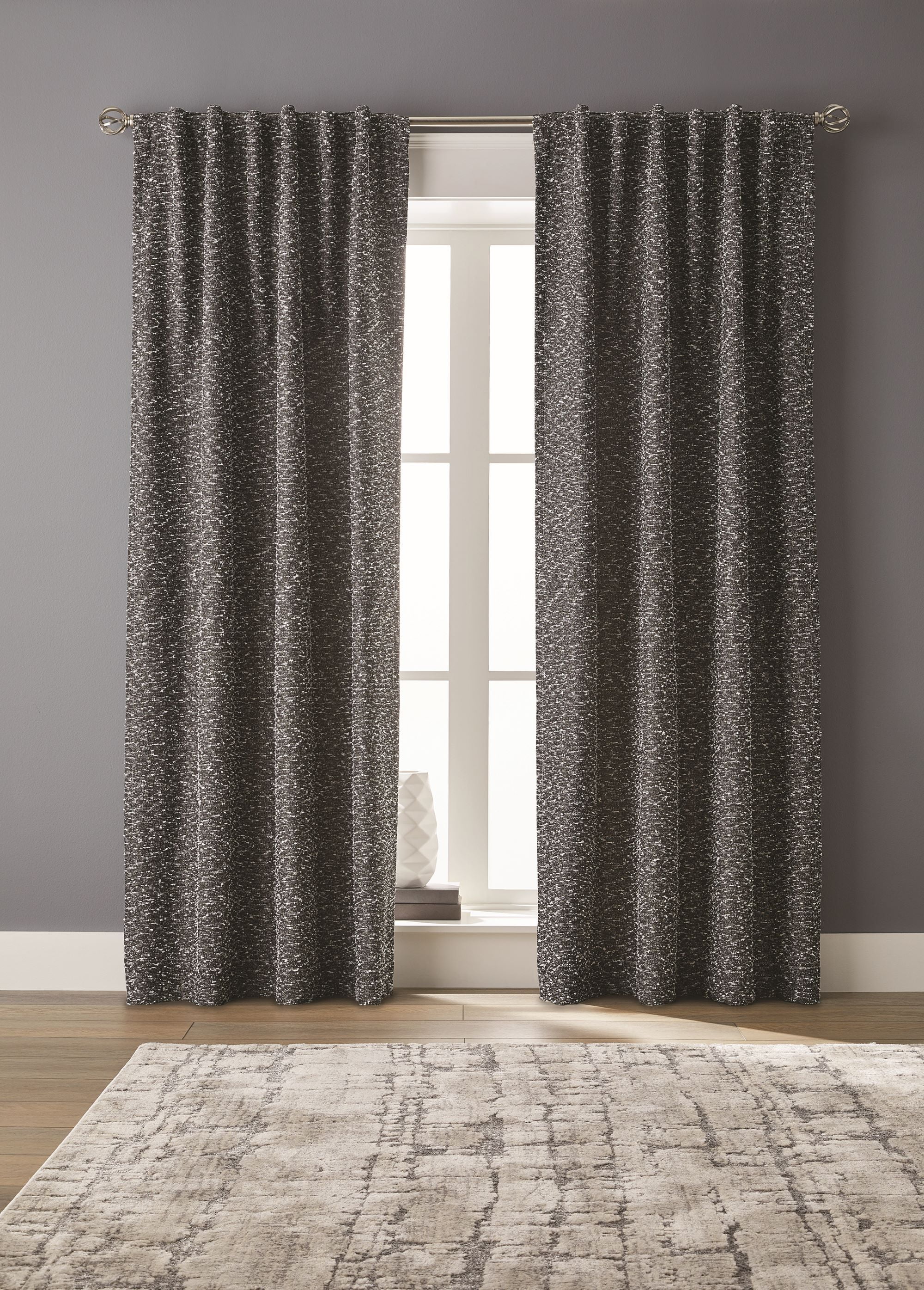 Better Homes & Gardens Boucle Blackout Curtain Panel, 1-Piece, Black, 50" W x 95" L