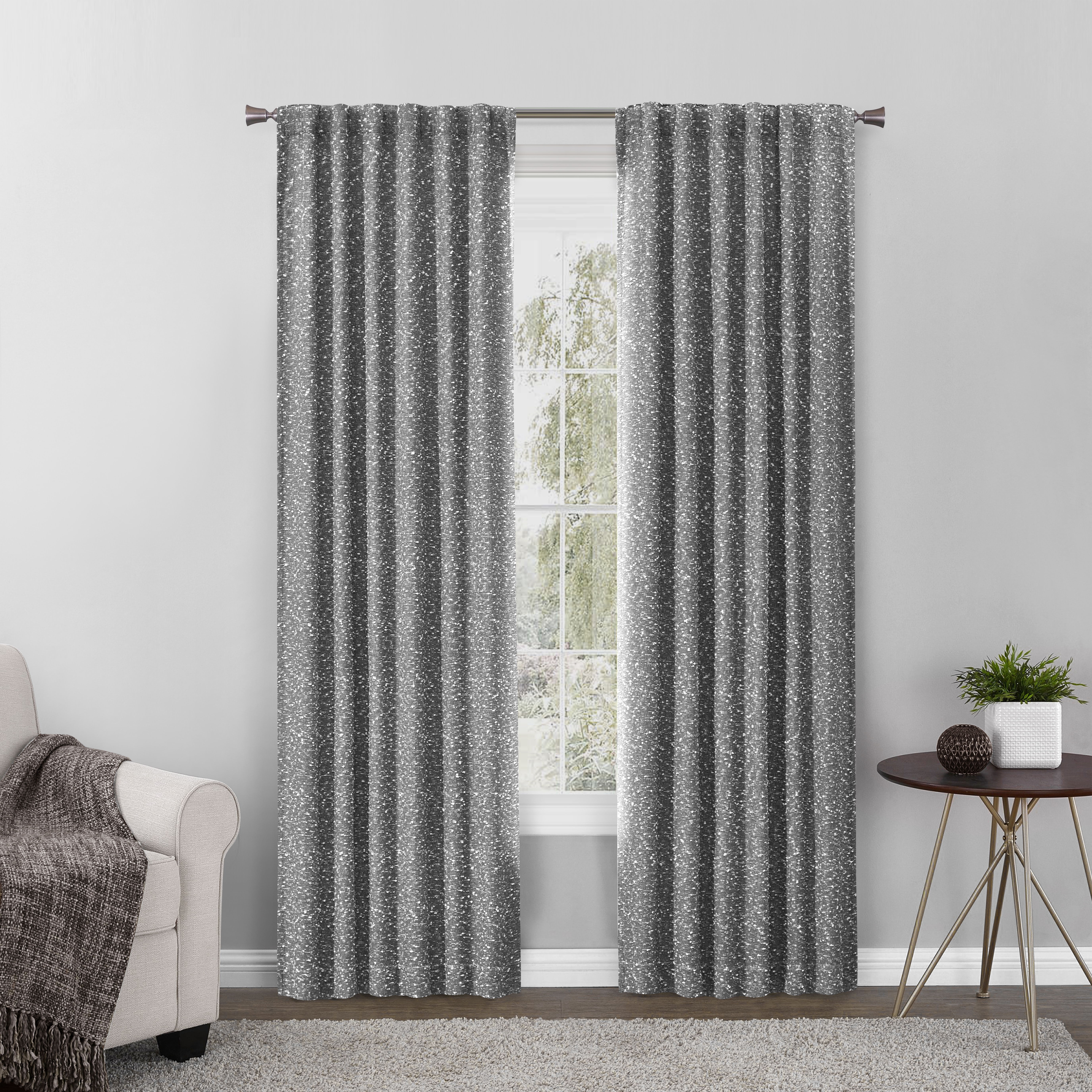 Better Homes & Gardens Boucle Blackout Curtain Panel, 1-Piece, Gray, 50" W x 108" L