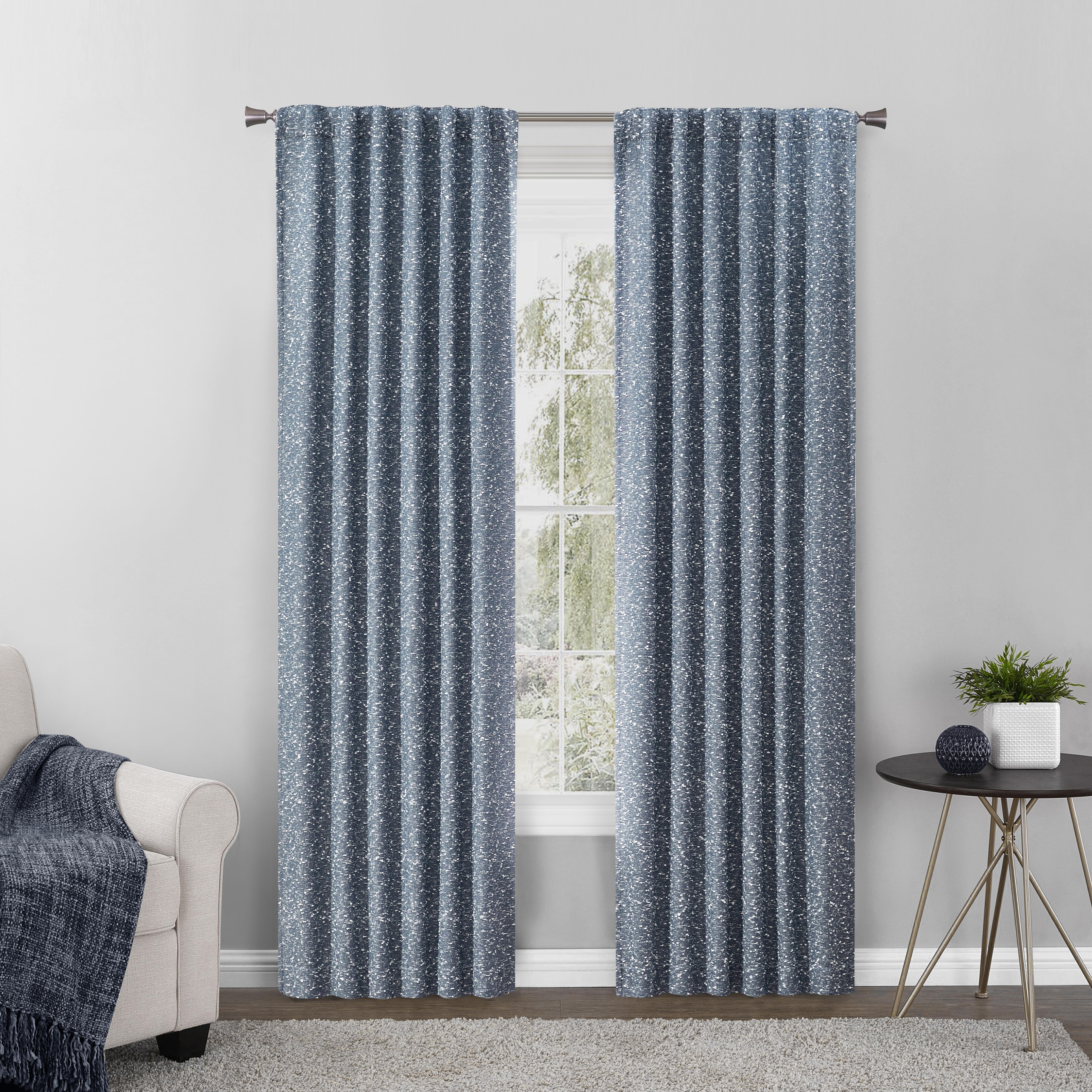 Better Homes & Gardens Boucle Blackout Curtain Panel, 1-Piece, Indigo, 50" W x 63" L