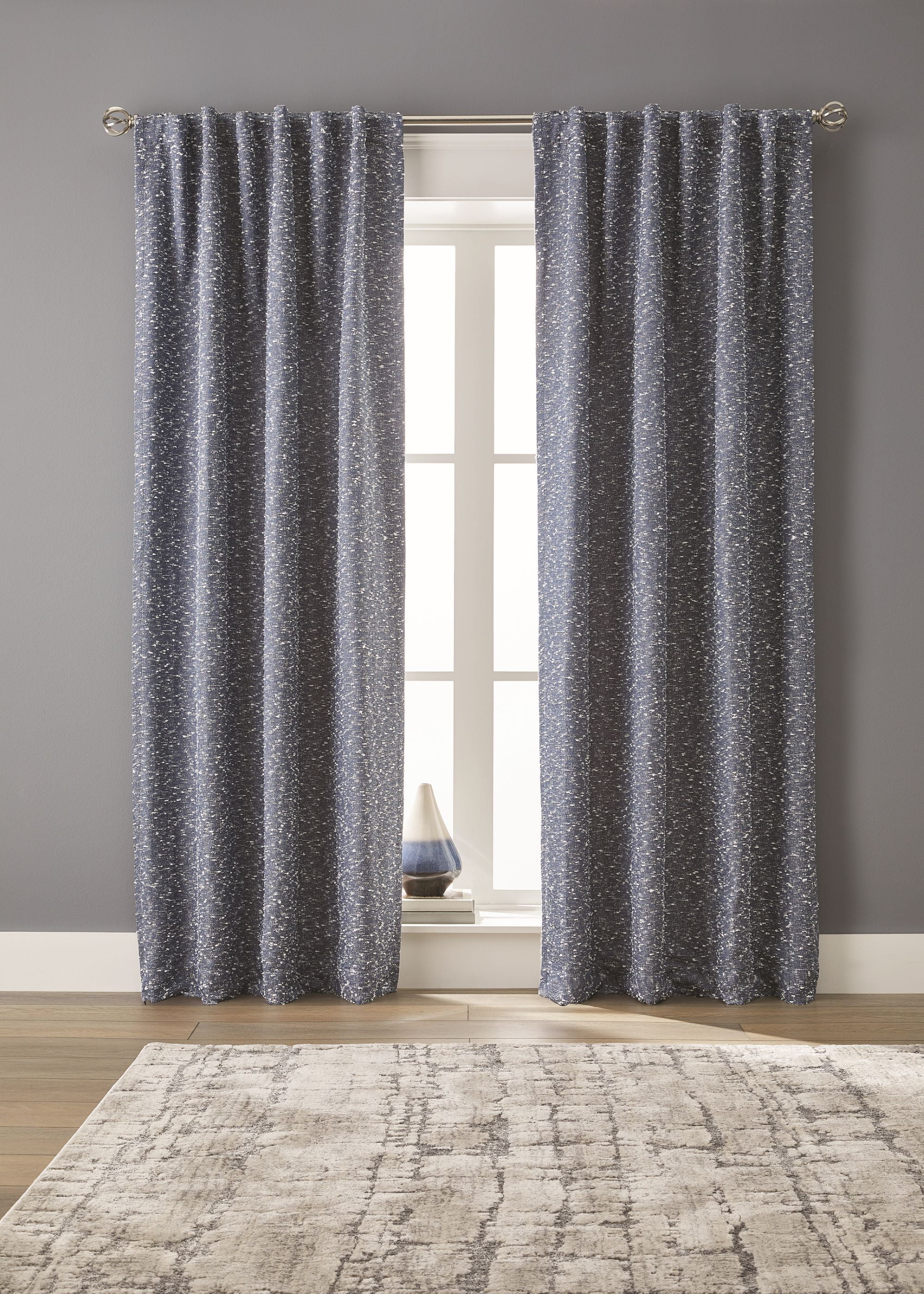 Better Homes & Gardens Boucle Blackout Curtain Panel, 1-Piece, Indigo, 50" W x 84" L