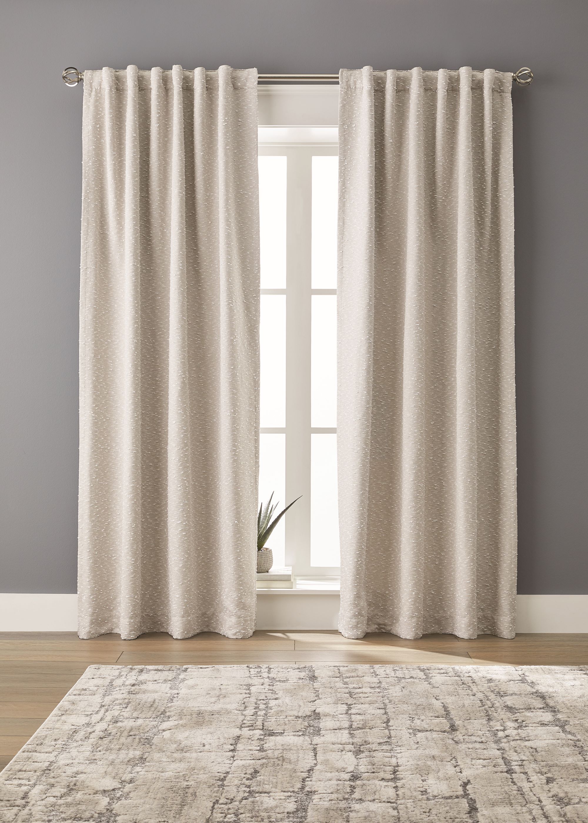Better Homes & Gardens Boucle Blackout Curtain Panel, 50" x 95", Beige Polyester - image 1 of 7