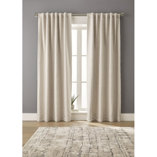 Better Homes & Gardens Boucle Blackout Curtain Panel, 50" x 95", Beige Polyester