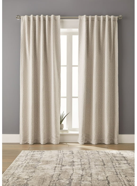 Better Homes & Gardens Boucle Blackout Curtain Panel, 50" x 95", Beige Polyester