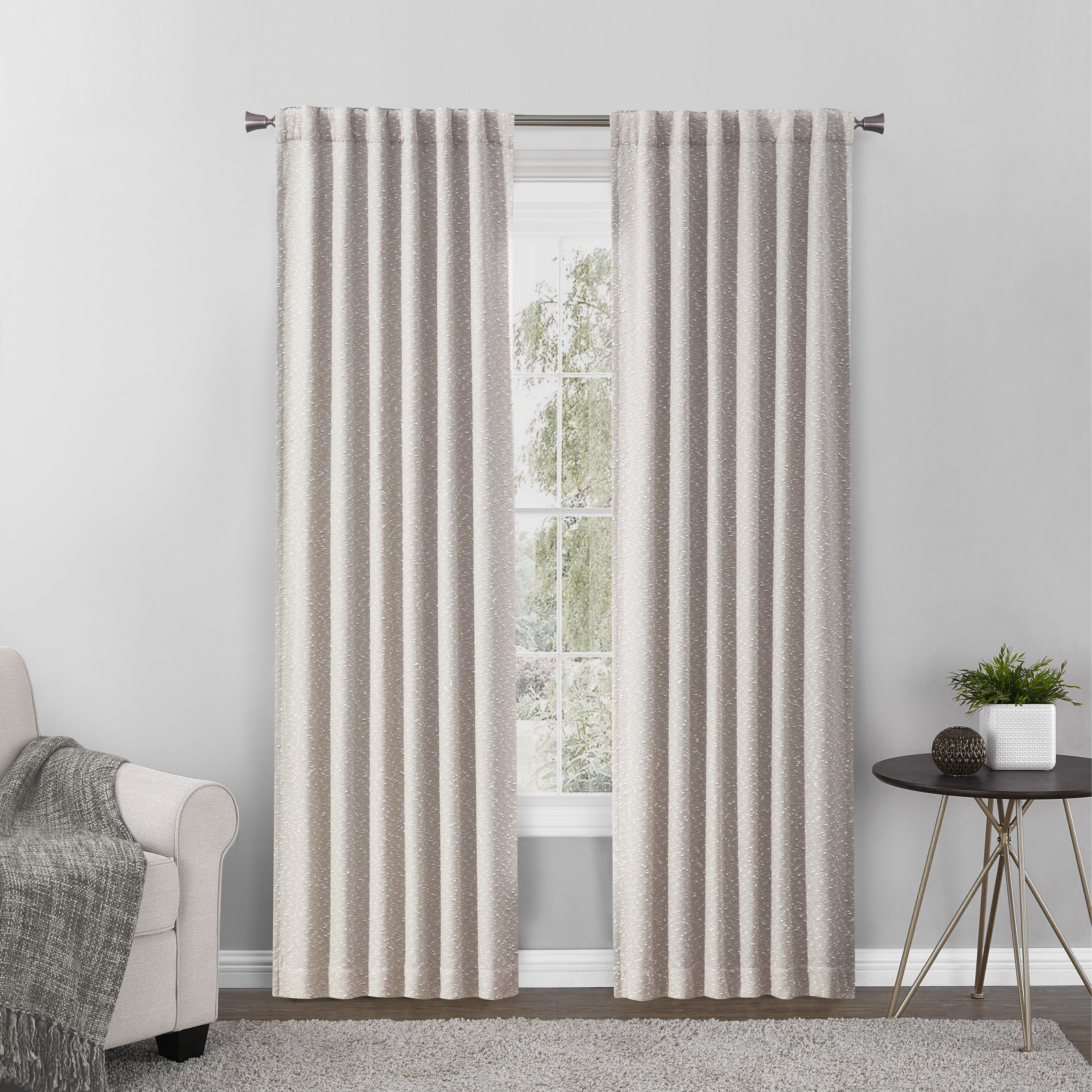 Better Homes & Gardens Boucle Blackout Curtain Panel, 1-Piece, Beige, 50 in W x 95 in L