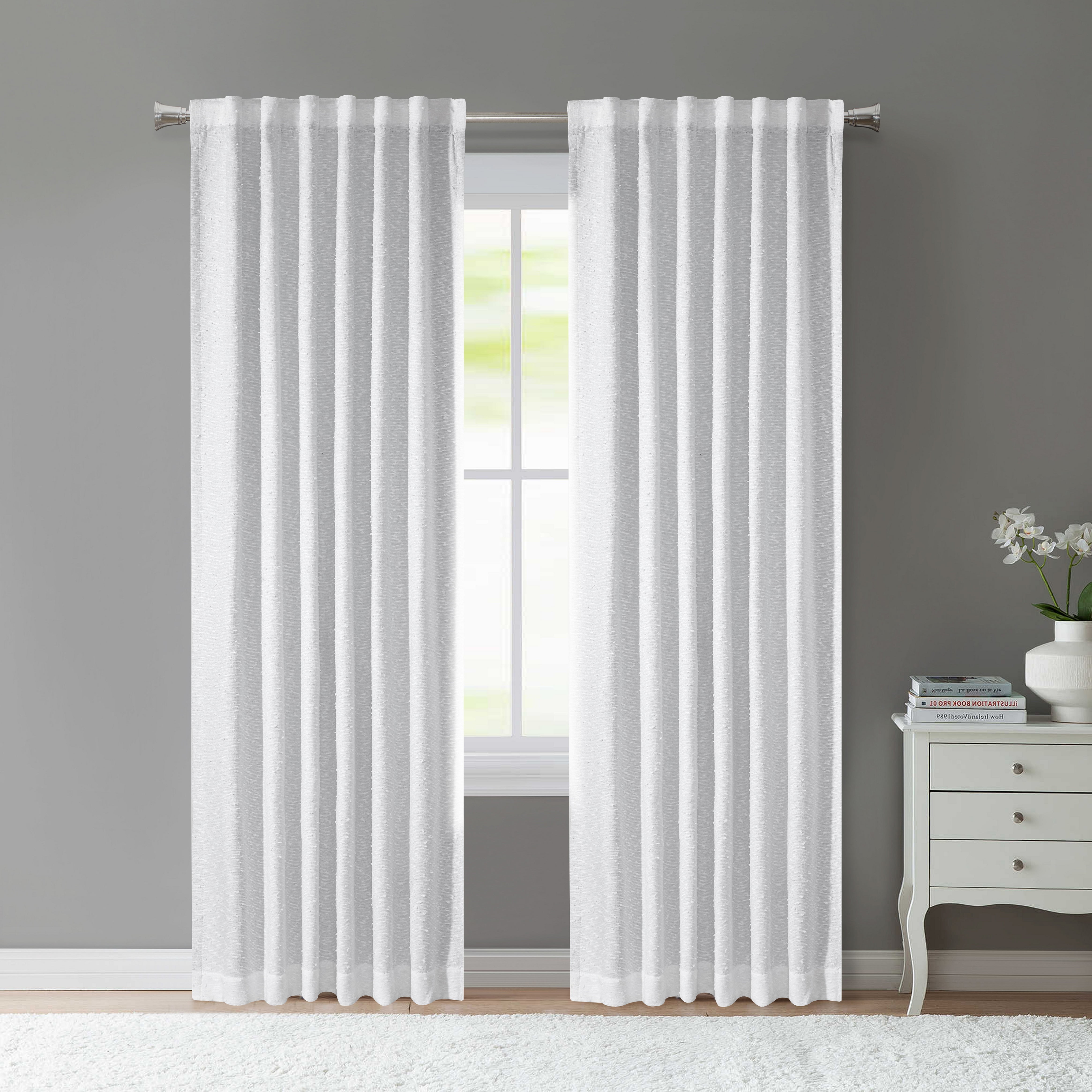 Better Homes & Gardens Boucle Blackout Curtain Panel, 1-Piece, White, 50"W x 84"L