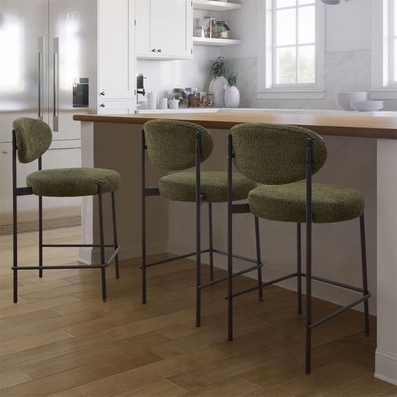 Better Homes & Gardens Boucle Counter Stool, Green Boucle