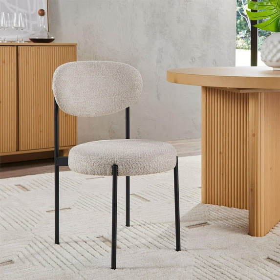 Better Homes & Gardens Boucle Dining Chair, Cream, 2 Pack